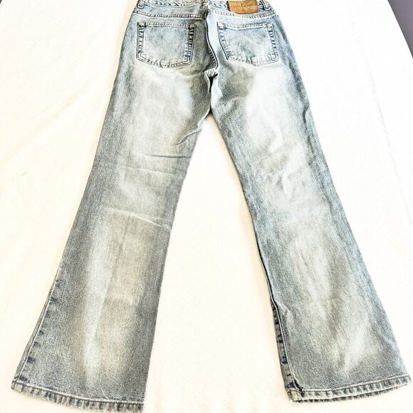 Calvin Klein Flare Jean All Over Sandblast Vintage Denim Size 7 Inseam 30 - Picture 3 of 8